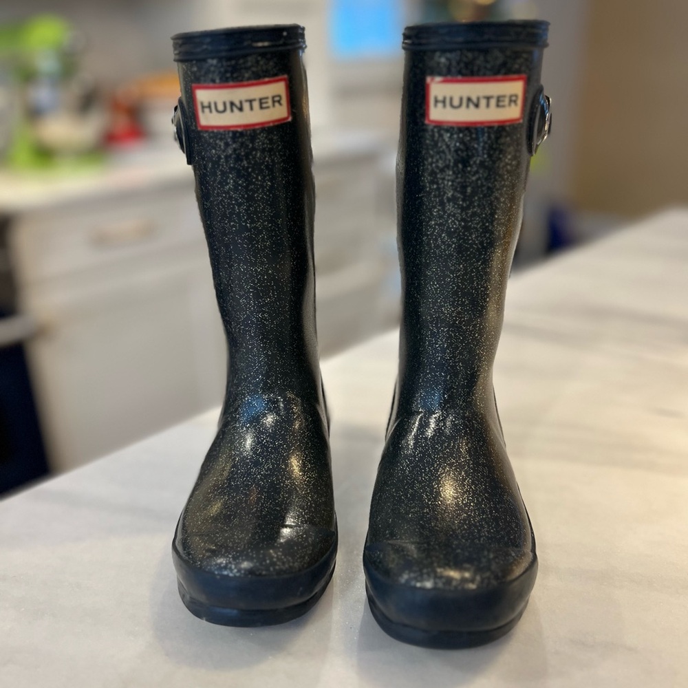 Hunter Kids Navy Sparkle Boots